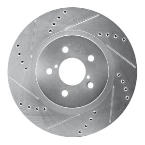 Subaru Impreza Brake Rotor (1) - Front Left - R1 Concepts - Drilled & Slotted - Silver - `17-`23